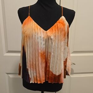 Express Pleated Camisole in Orange and White